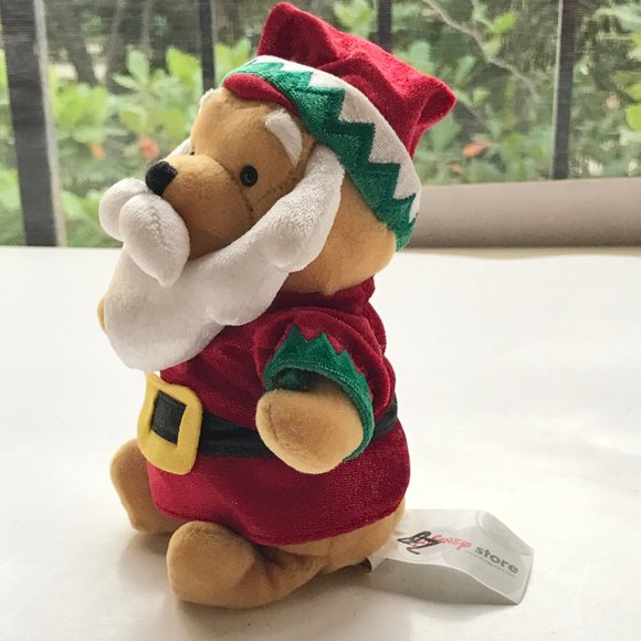 Vintage Disney Store Winnie the Pooh Christmas Santa Plush Stuffed Animal - Picture 6 of 12